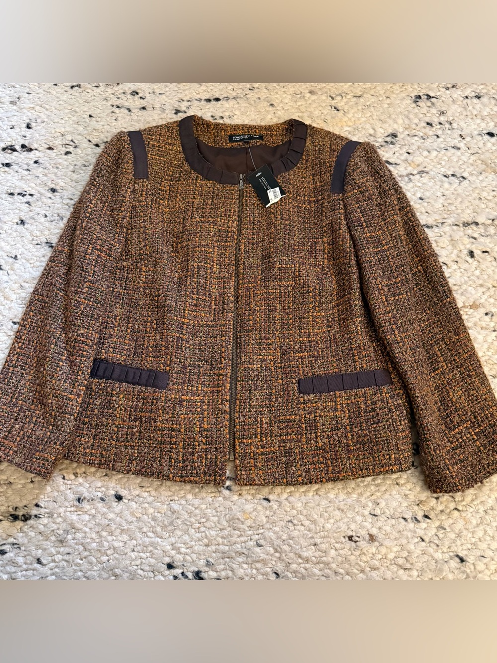NWT Jones New York Women's Tweed Zip Front Jacket Sz 14